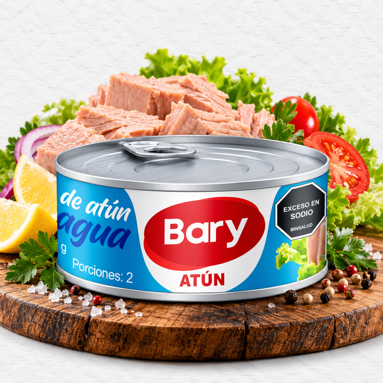 Lata de lomos de atún Bary en agua