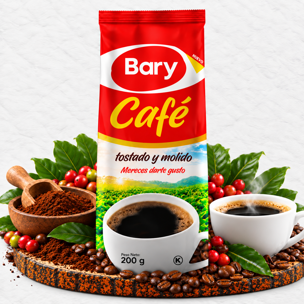 Café Bary tostado y molido en bolsa de 200 g