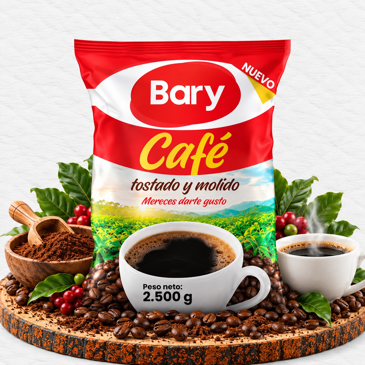 Café Bary tostado y molido en bolsa de 2.500 g
