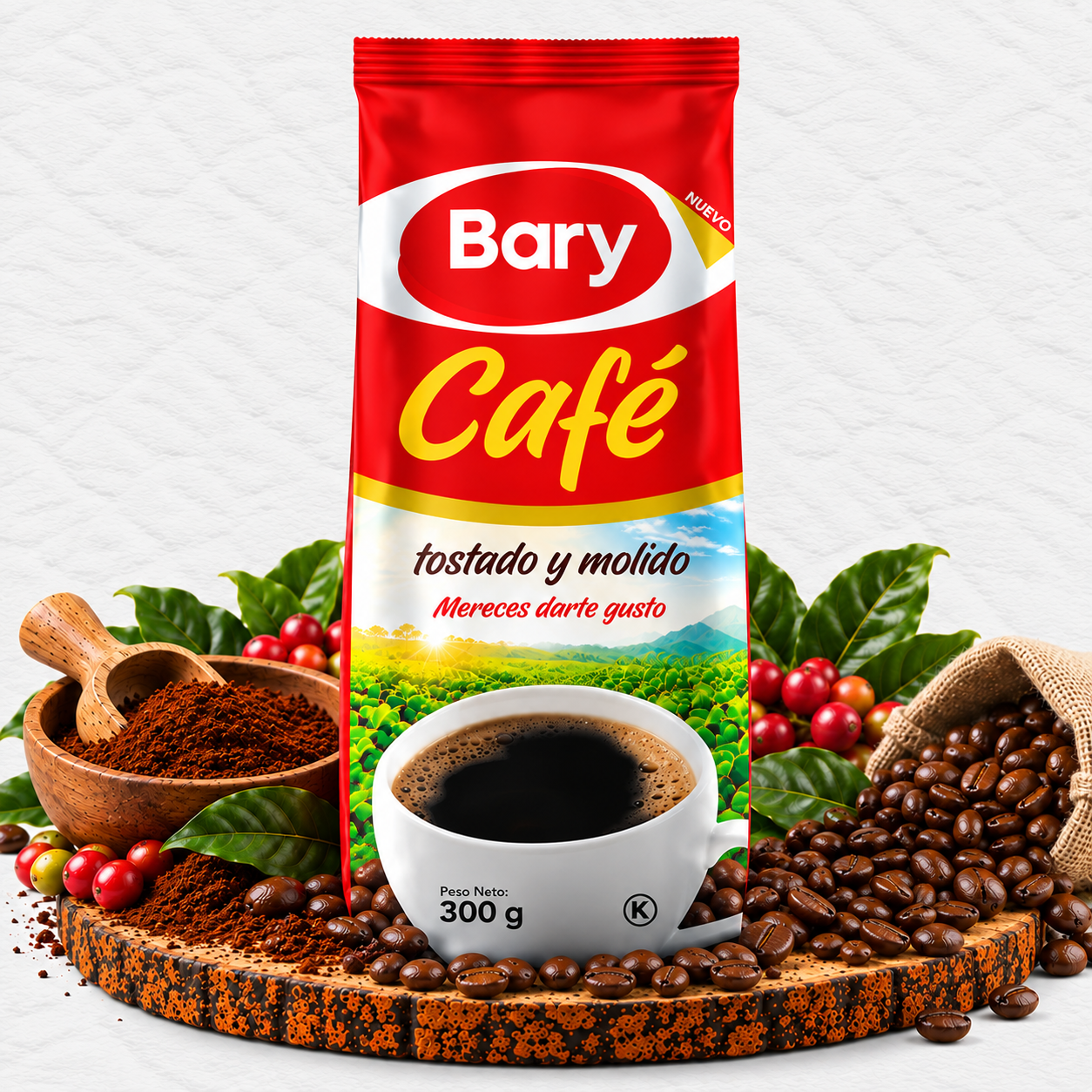 Café Bary tostado y molido en bolsa de 300 g