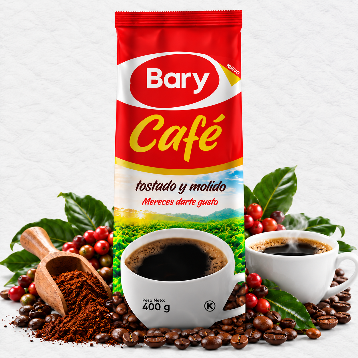 Café Bary tostado y molido en bolsa de 400 g