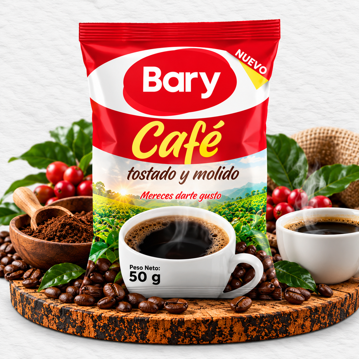Café Bary tostado y molido en bolsa de 50 g