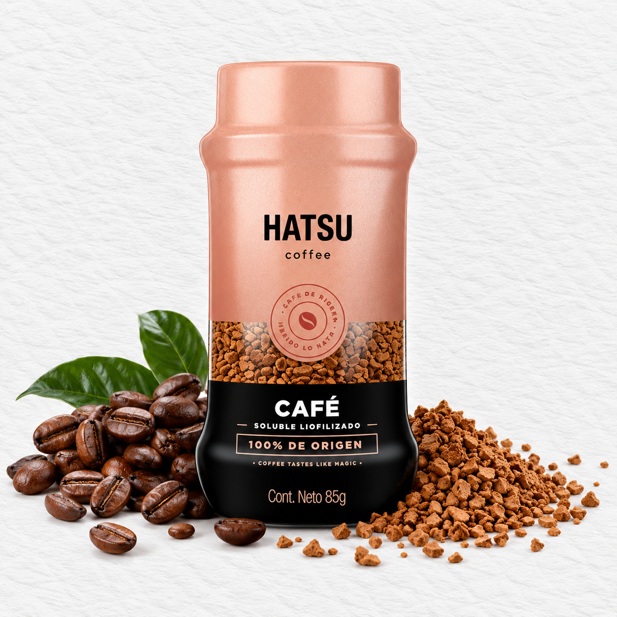 Bolsa dorada de café HATSU tostado y molido de 340 g