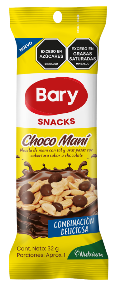 Snack Bary choco maní en su empaque