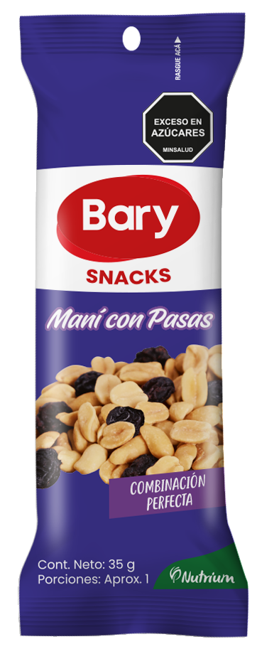 Snack Bary maní con pasas en su empaque