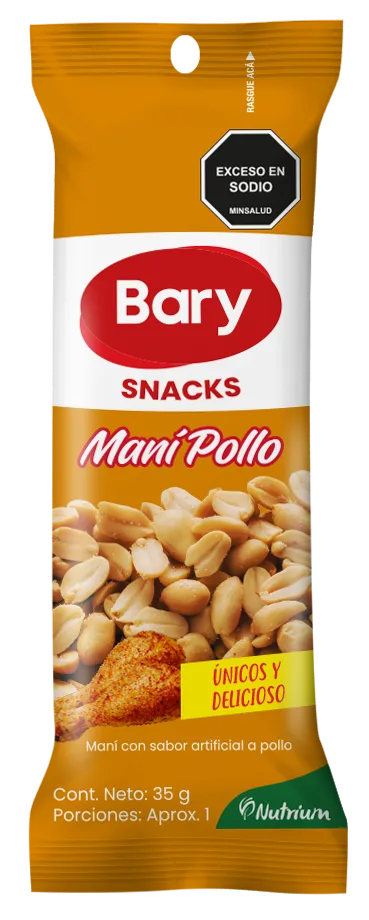 Snack Bary maní pollo en su empaque